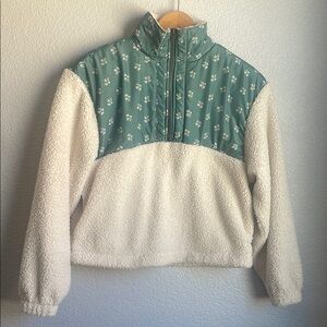 Floral Patterned Sherpa Floral Sweater